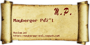 Mayberger Pál névjegykártya